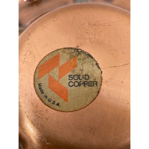 Solid Copper Single Candlestick Holder Great Patina Scalloped Edges MCM USA - Picture 4 of 4